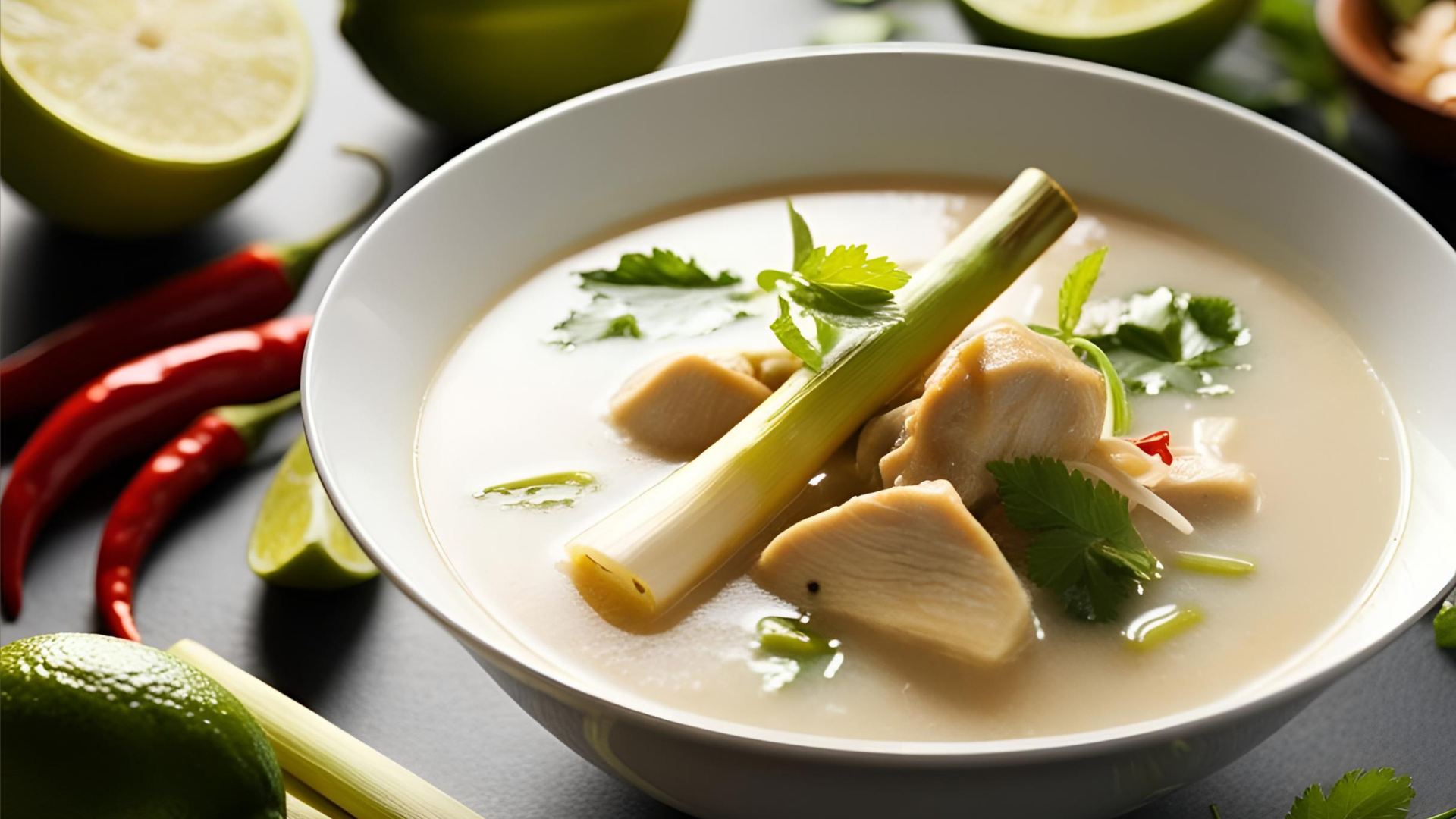 Thaise kokossoep met kip en citroengras
