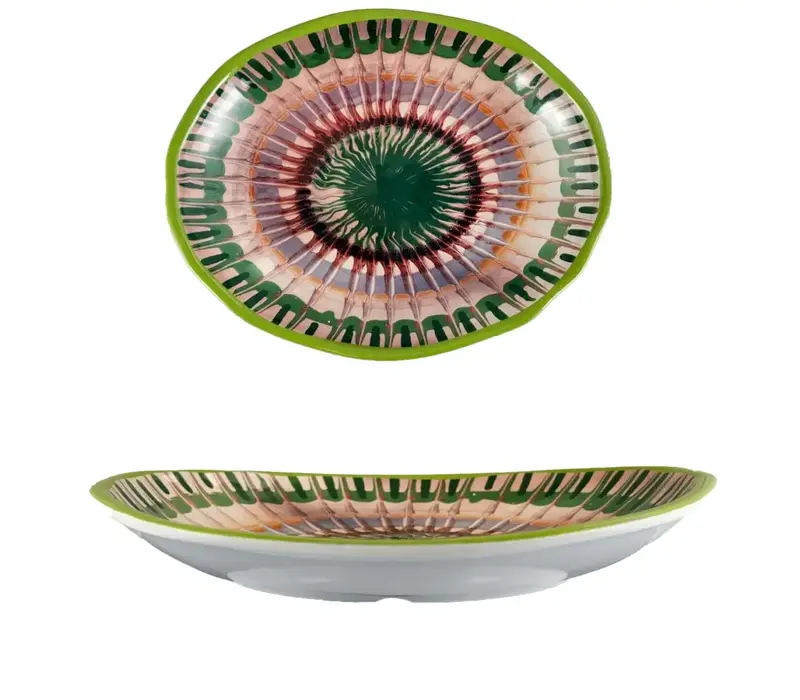 Apulia Raggio Green - Plat ovale en mélamine 36 x 28 x 5,5 cm