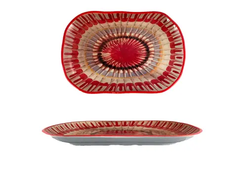 Arca Apulia Raggio Red - Rechthoekige schotel in melamine 36 x 23 x 3 cm