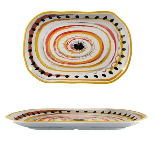 Apulia Spirale Yellow - Rechthoekige schotel in melamine 36 x 23 x 3 cm 