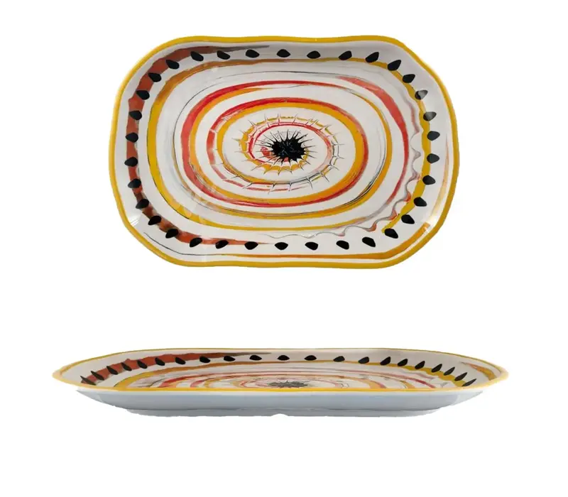 Apulia Spirale Yellow - Rechteckige Schale aus Melamin 36 x 23 x 3 cm