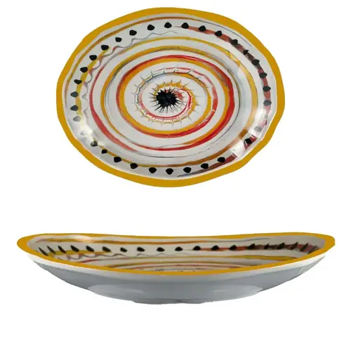 Apulia Spirale Yellow - Ovalen schotel in melamine 36 x 28 x 5,5 cm 