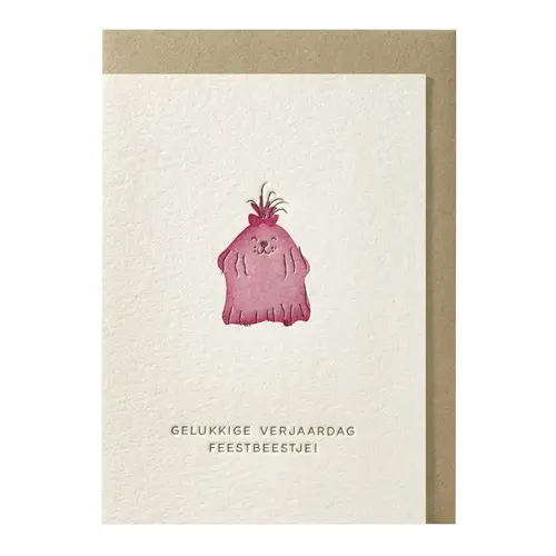 Gelukkige verjaardag feestbeestje wenskaart 