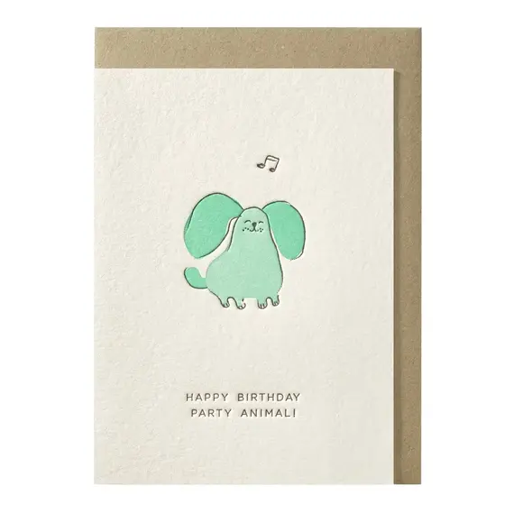Happy birthday party animal greeting card