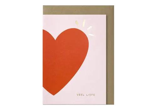 Papette big heart red pink greeting card