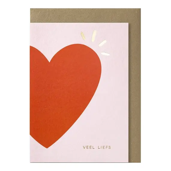 big heart red pink greeting card