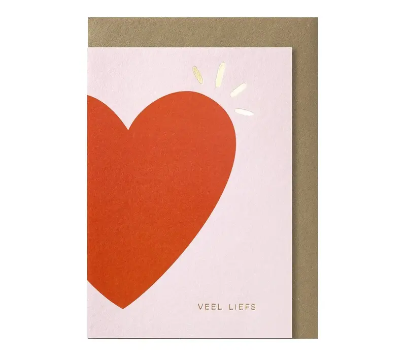 Carte de vœux grand coeur rouge rose