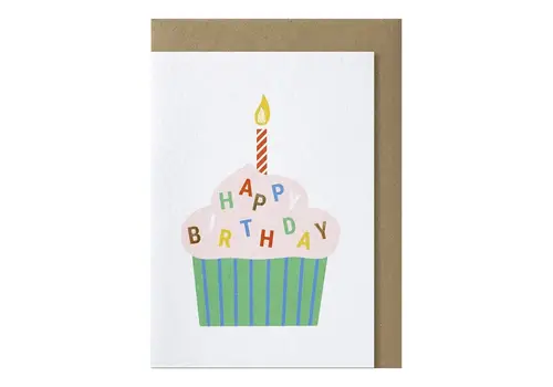 Papette Carte de vœux cupcake happy birthday sprinkles