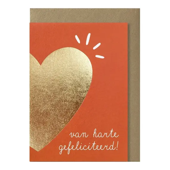 big heart gold greeting card