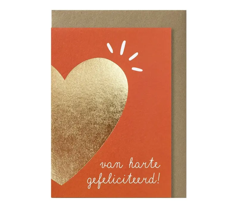 big heart gold greeting card