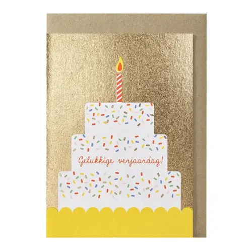 carte de vœux gelukkige verjaardag - gâteau 
