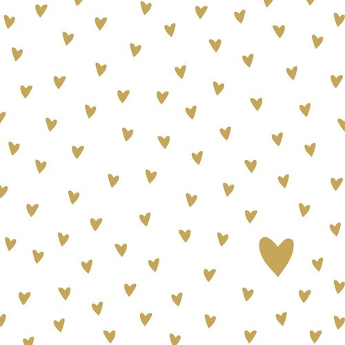 Serviettes Little Hearts gold 33x33 cm 