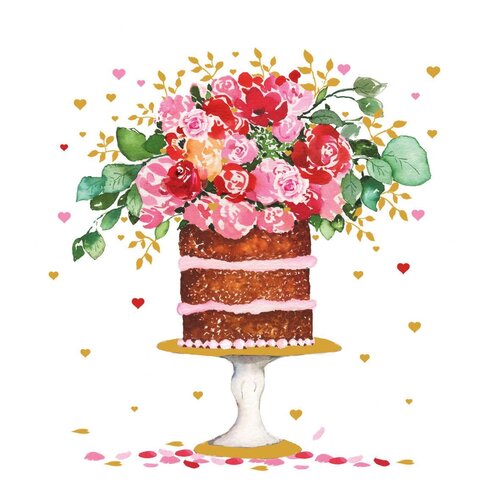 Servietten Cake & Flowers 33x33 cm 