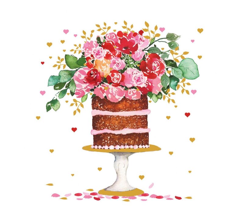 Napkins Cake & Flowers 33x33 cm