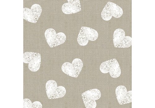 PPD Napkins Fashion Hearts taupe white 33x33 cm
