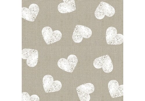 PPD Servietten Fashion Hearts taupe white 33x33 cm