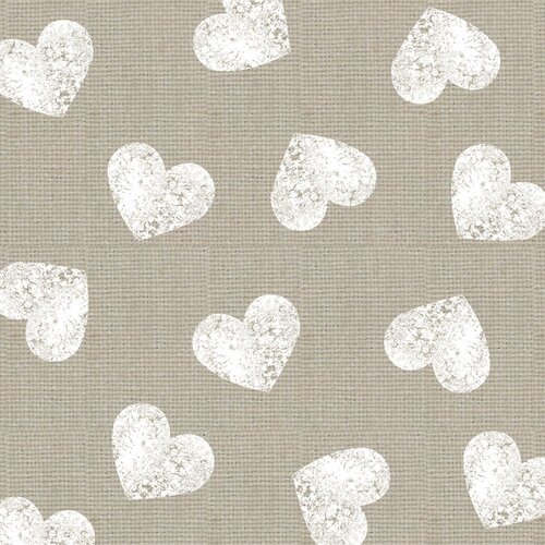 Serviettes Fashion Hearts taupe white 33x33 cm 
