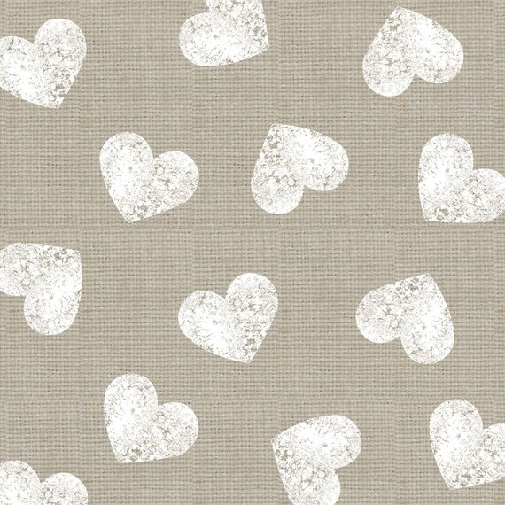 Servietten Fashion Hearts taupe white 33x33 cm