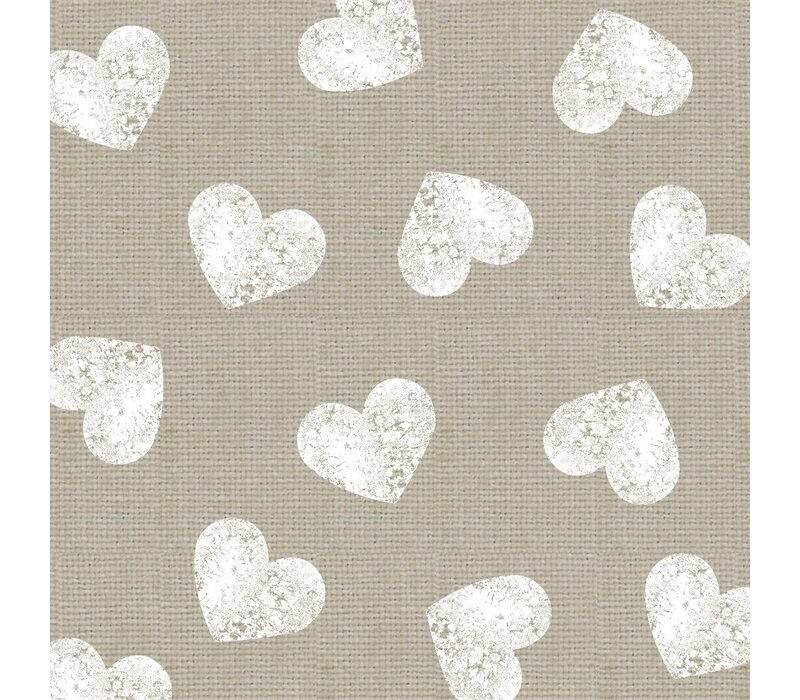 Servietten Fashion Hearts taupe white 33x33 cm