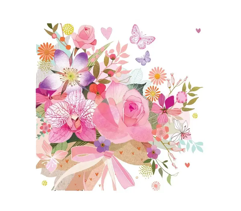 Serviettes Rose Bouquet 25x25 cm
