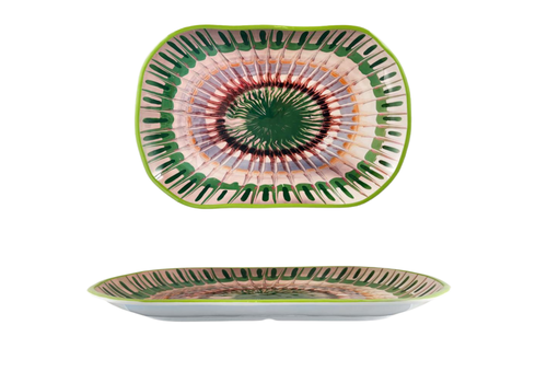 Apulia Raggio Green - Rectangular dish in melamine 45 x 30 x 4 cm