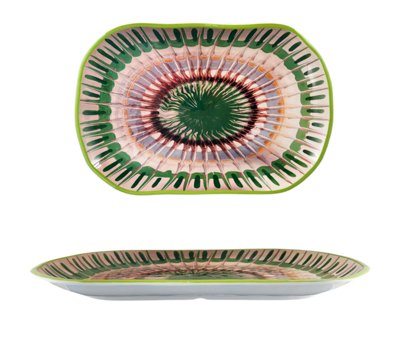 Apulia Raggio Green - Rechteckige Schale aus Melamin 45 x 30 x 4 cm