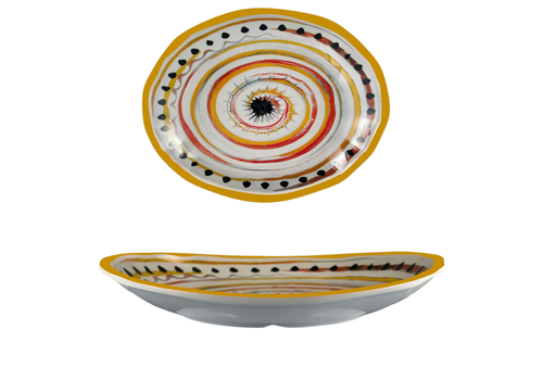 Arca Apulia Spirale Yellow - Plat ovale en mélamine 28 x 23 x 5 cm