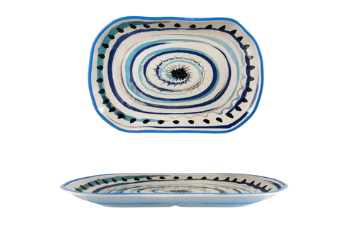 Arca Apulia Spirale Blue - Plat rectangulaire en mélamine 36 x 23 x 3 cm