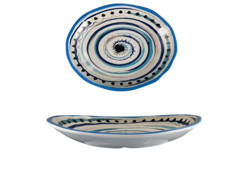 Arca Apulia Spirale Blue - Plat ovale en mélamine 28 x 23 x 5 cm