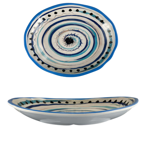 Apulia Spirale Blue - Ovale Schale aus Melamin 28 x 23 x 5 cm 