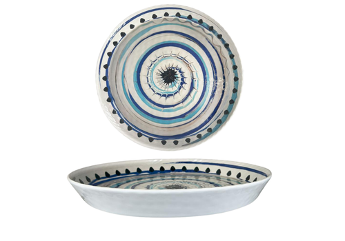 Arca Apulia Spirale Blue - Plat rond en mélamine 35 x 4 cm