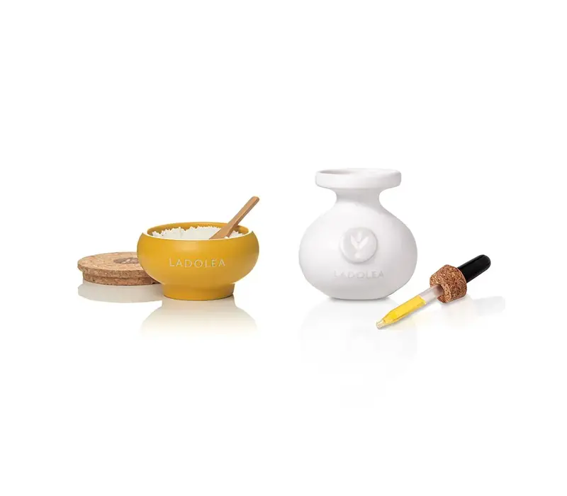 Huile d'olive Patrinia 80 ml et sel marin en pot jaune 30 g