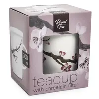 Sakura tea cup, porcelain filter, gift box