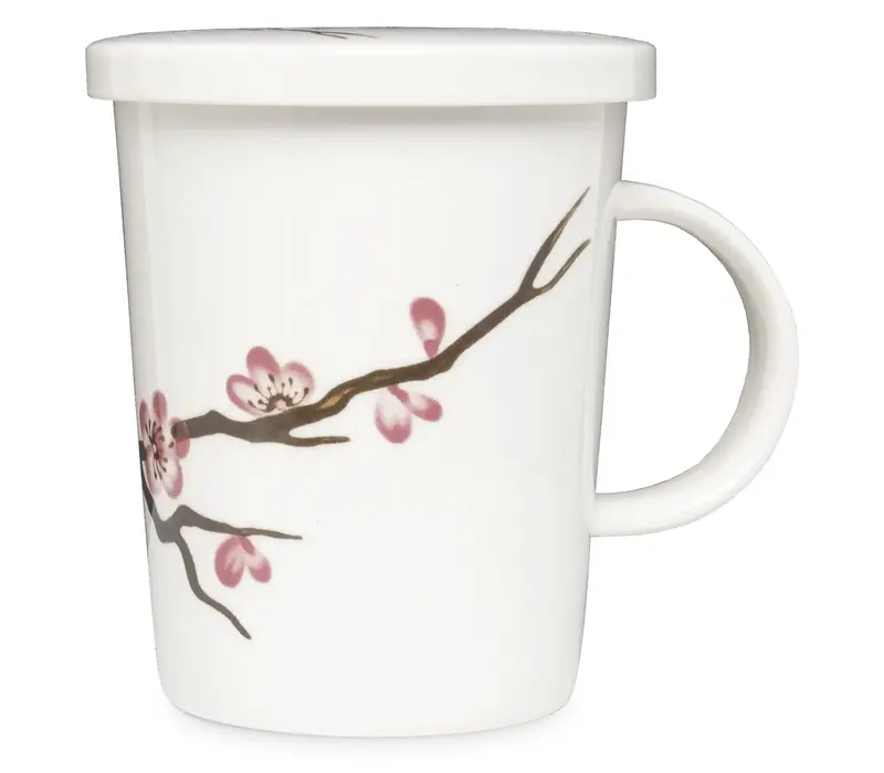 Sakura tea cup, porcelain filter, gift box