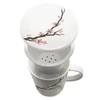 Sakura tea cup, porcelain filter, gift box