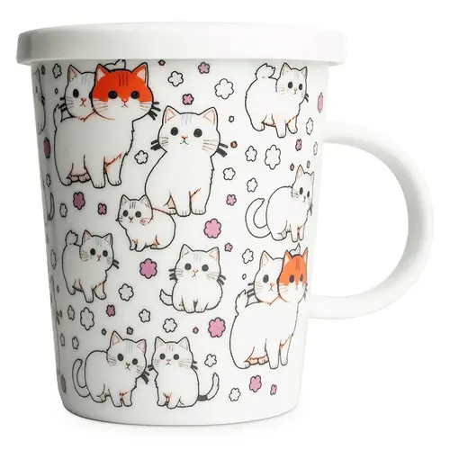 Tasse à thé Cats, filtre en porcelaine, coffret cadeau 