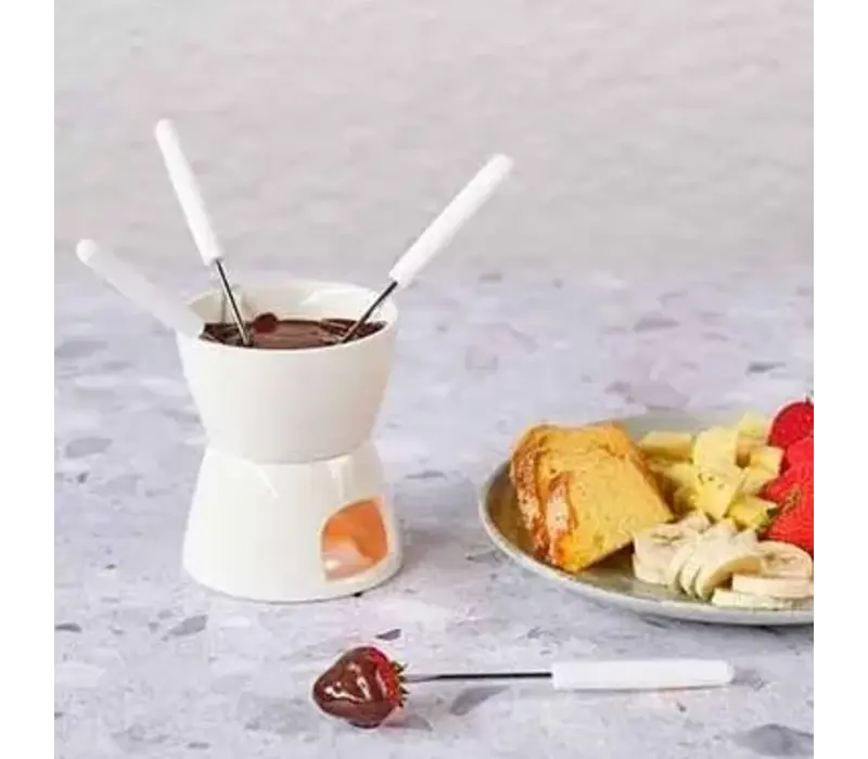 Chocoladefondue Set wit porselein