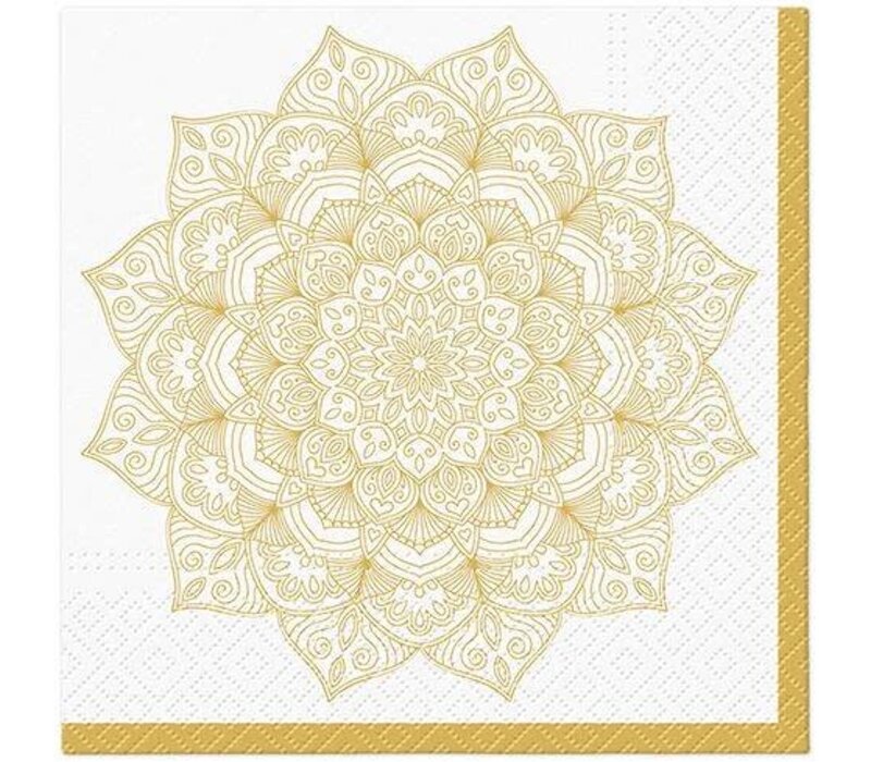 Napkins Mandala golden 33 x 33 cm