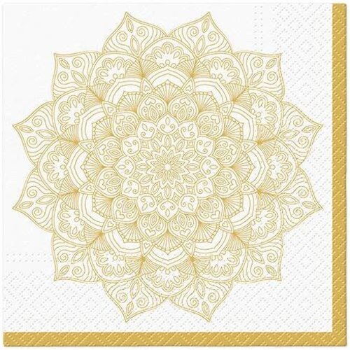 Serviettes Mandala golden 25 x 25 cm 