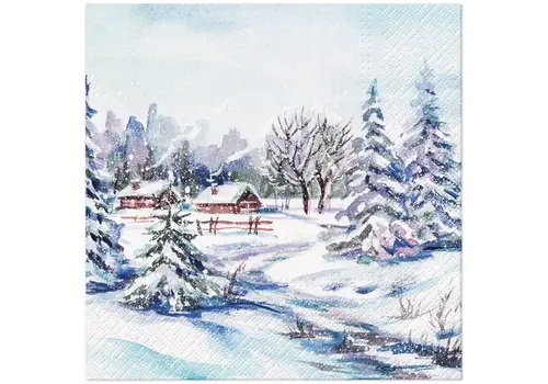 PAW Serviettes Winter village 33 x 33 cm