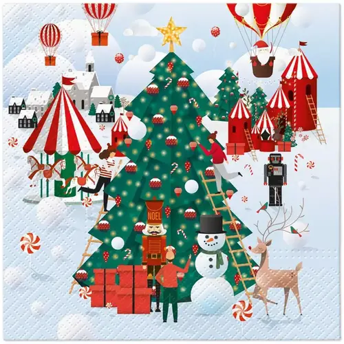 Napkins Cozy Christmas town 33 x 33 cm 