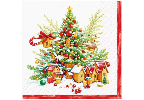 PAW Serviettes Festive joy tree 33 x 33 cm