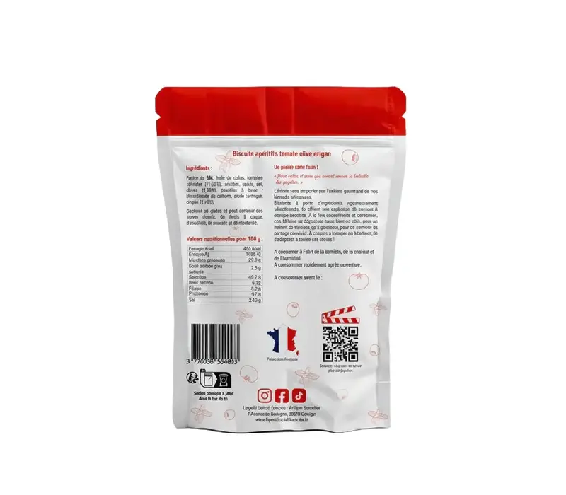 Aperitif biscuits with tomato, olive and oregano 100 g