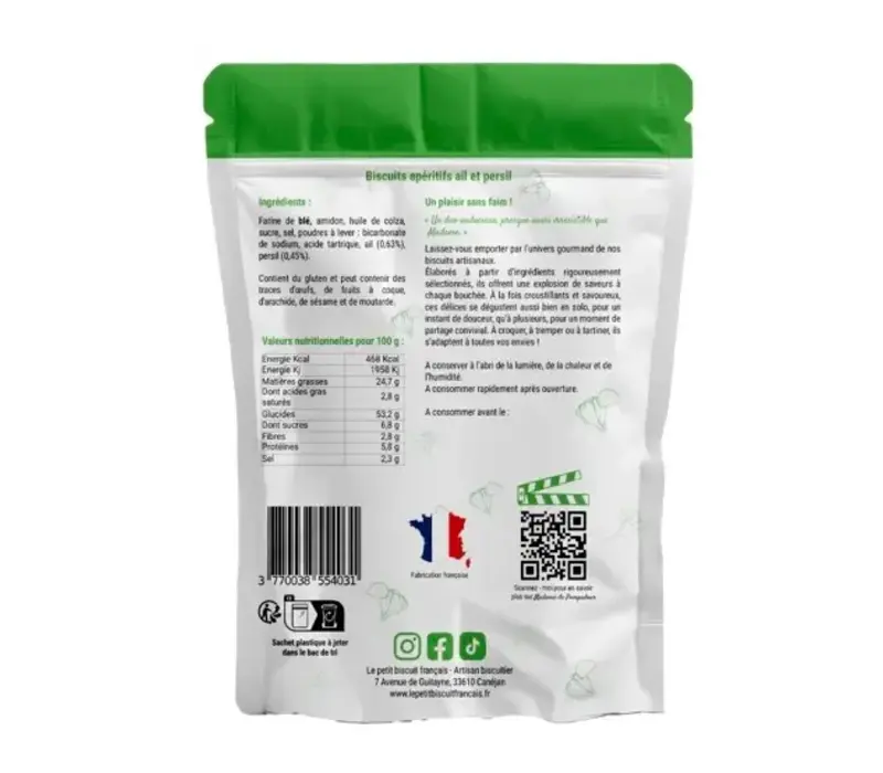 Biscuits apéritifs à l'ail et au persil 100 g