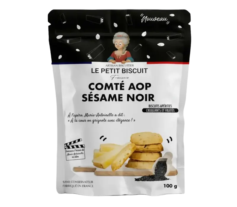 Aperitif biscuits with Comté AOP and black sesame 100 g