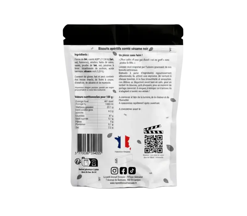 Aperitiefkoekjes met Comté AOP en zwarte sesam 100 g