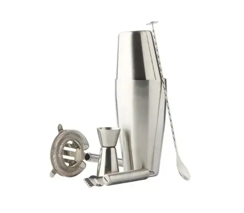 Coffret à cocktails 5 pièces avec shaker Boston