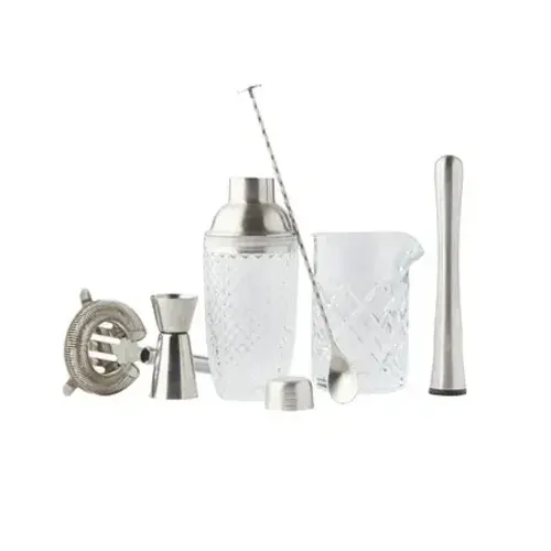 6-piece cocktail set made of glass and stainless steel 