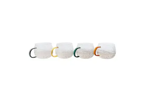 Point Virgule Ensemble de 4 tasses à anses colorées en verre borosilicate martelé de 400 ml