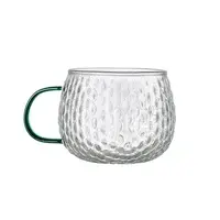 Set van 4 tassen met gekleurd handvat uit gehamerd borosilicaatglas 400 ml